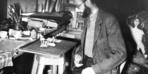 Cecil Collins in his studio. Photo: The Dartington Hall Trust archive