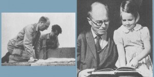 Ornithologist David Lack at the International Ornithological Congress, 1962 (left) and with daughter Catherine in 1965 (right).Images via biologos.org