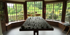 Items of archaeological interest found across the Dartington estate on display in the Head Gardener's office during Community Day 2015