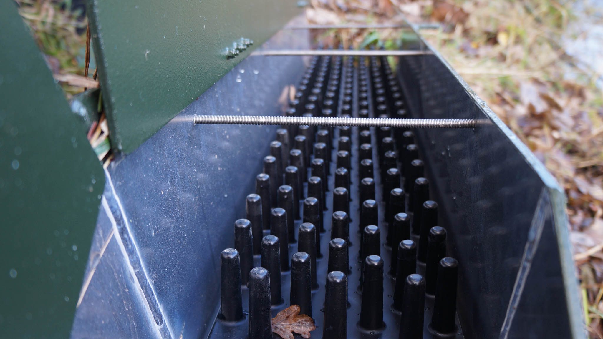Inside the eel pass, which contains studs to help the eels progress Inside the eel pass, which contains studs to help the eels progress