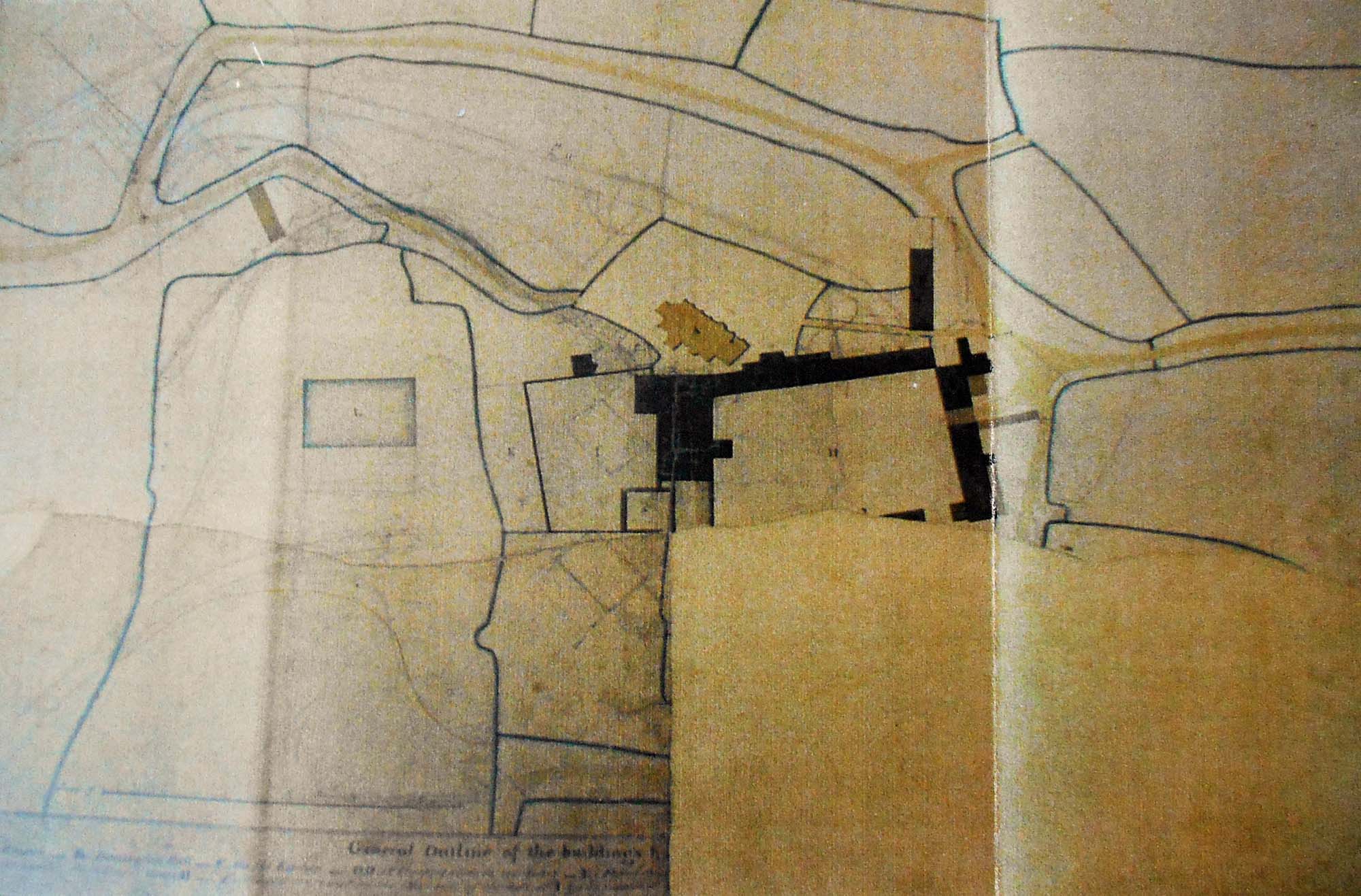  one of George Saunders’ drawings of Dartington Hall Gardens from 1805