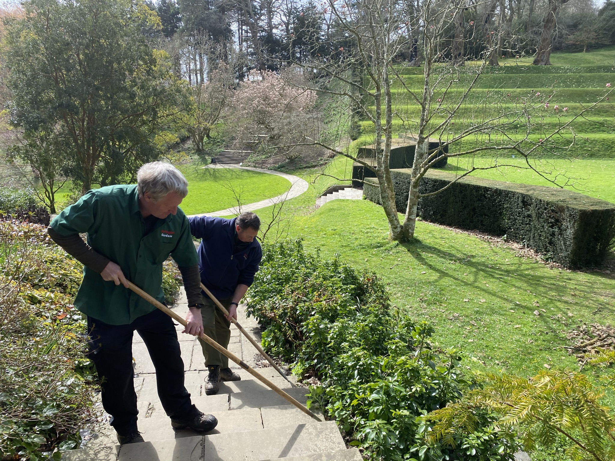 Mike and fellow gardener Richard Hunt at work in the Gardens Mike and fellow gardener Richard Hunt at work in the Gardens