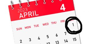 Calendar with 1 April circled